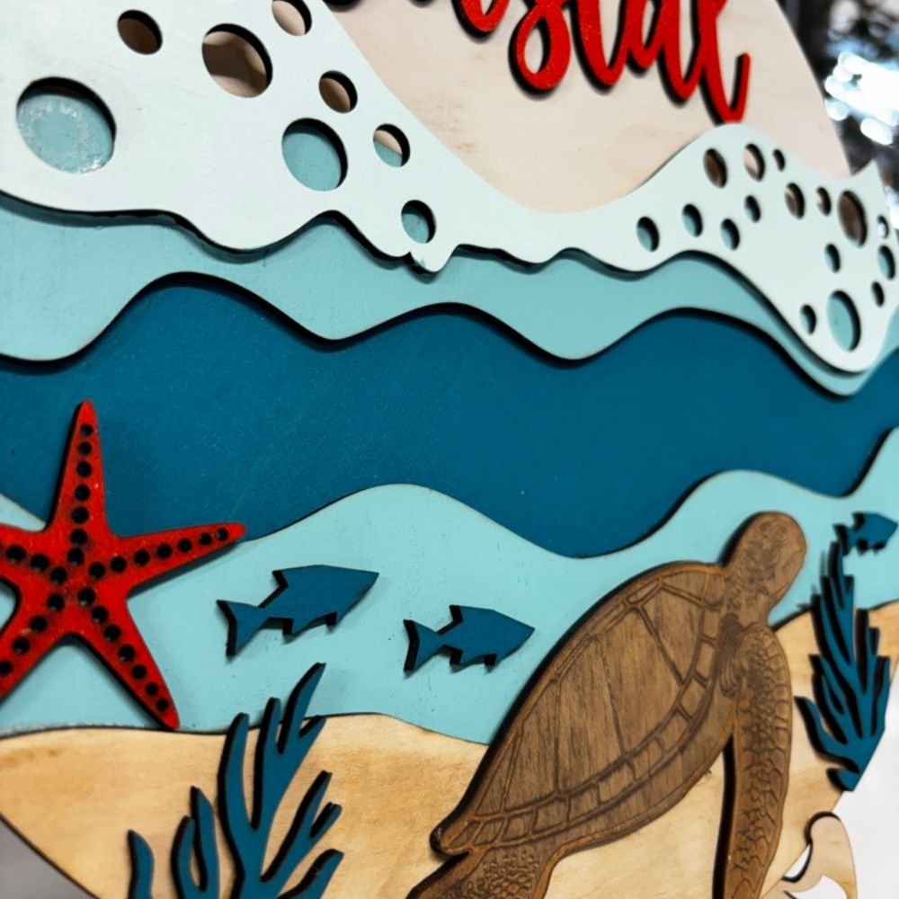 Sea Turtle Sign | Gone Coastal Ocean Wall Art - Image 3