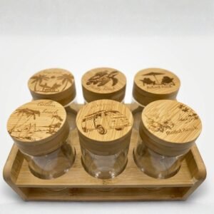 Spice Organiser – Coastal Engraved Glass Jar Set