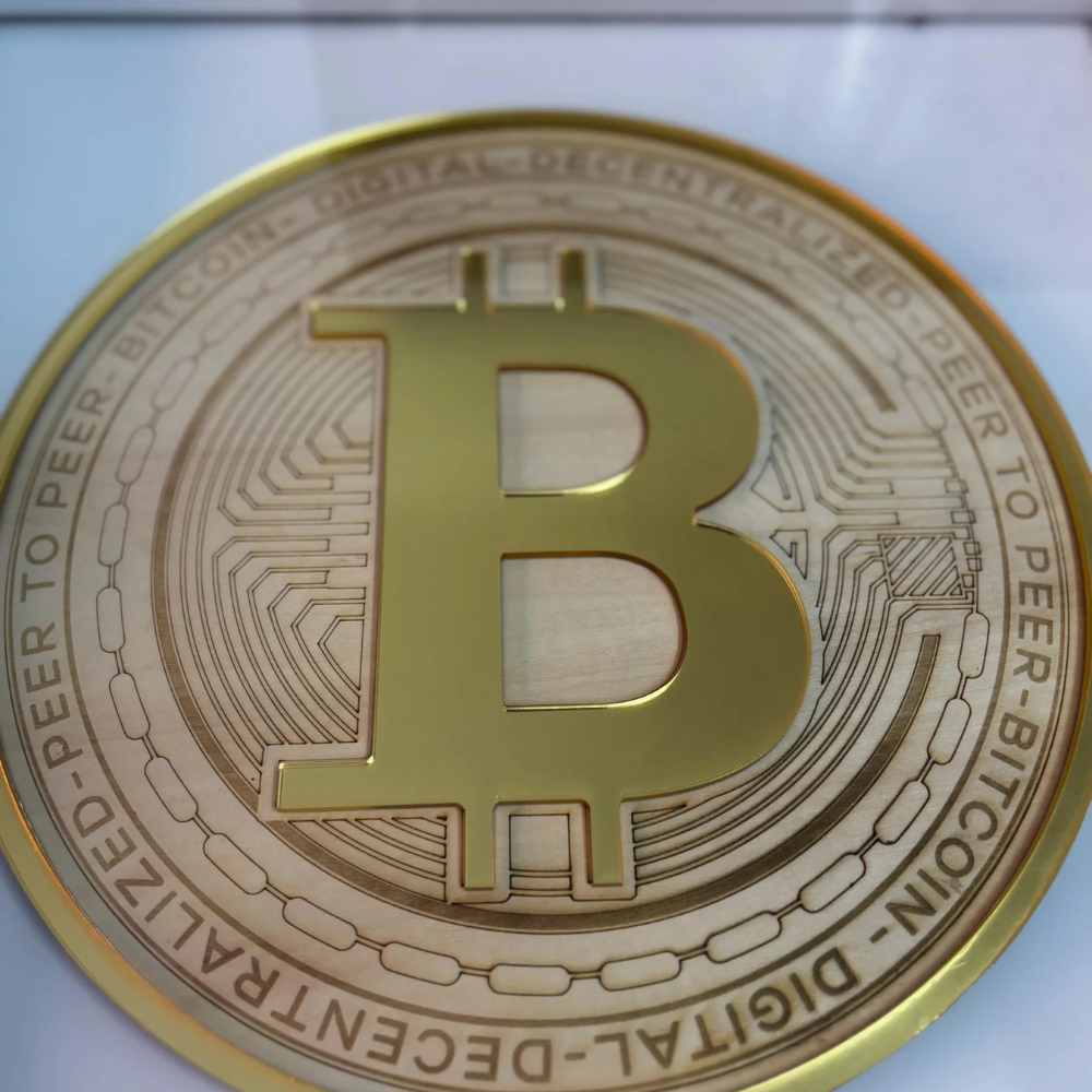Gold Bitcoin Wall Art – Premium Wood & Acrylic Frame