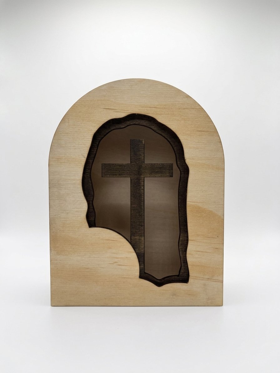 The Sacred Arch Wooden LED Lamp – Handcrafted Layered Plywood Light
