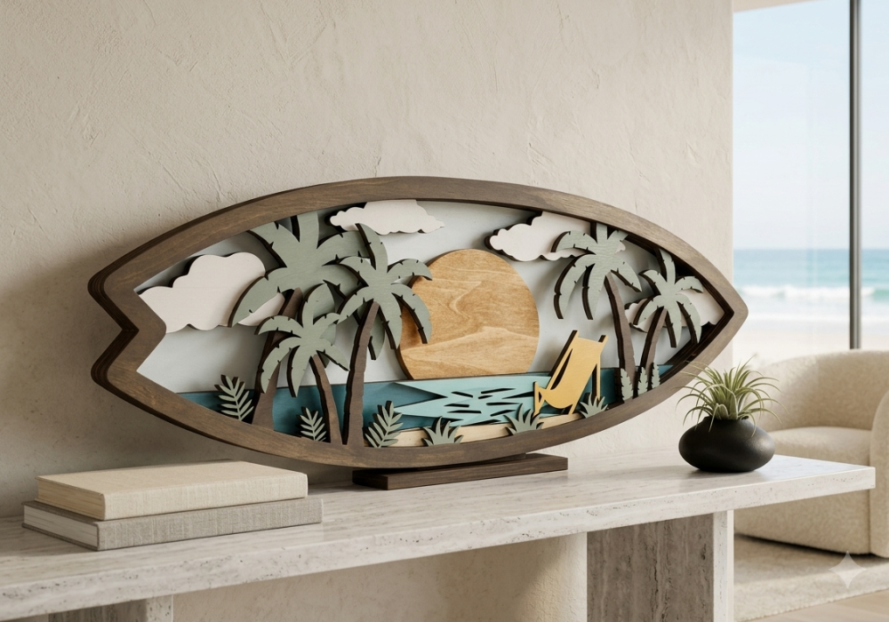 surfboard night led lamp - home decor beach style