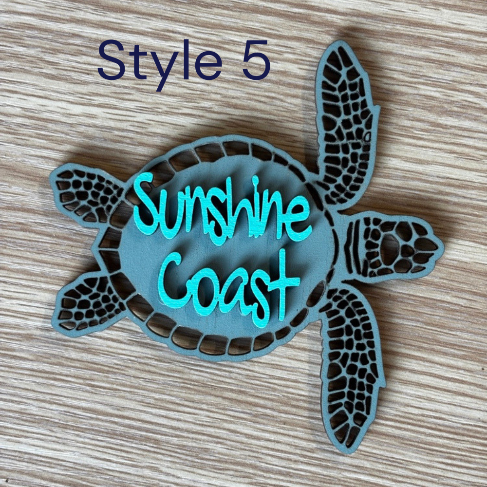 Blue ocean-inspired wooden magnet for beach lovers and coastal homes